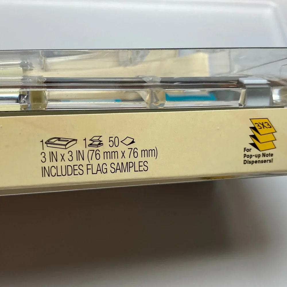 New open box 3M Post It Note chrome w clear color holder, opened only for photos